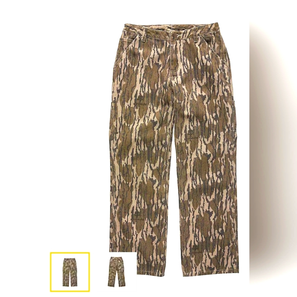 Carthart Lasercut Loose Fit Canvas Camo/Oak Bootcut Utility Work Pants NWT